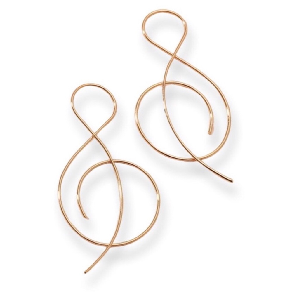 💥3for$28 New Music Note Treble Clef Minimalist Threader Earrings TWO COLORS